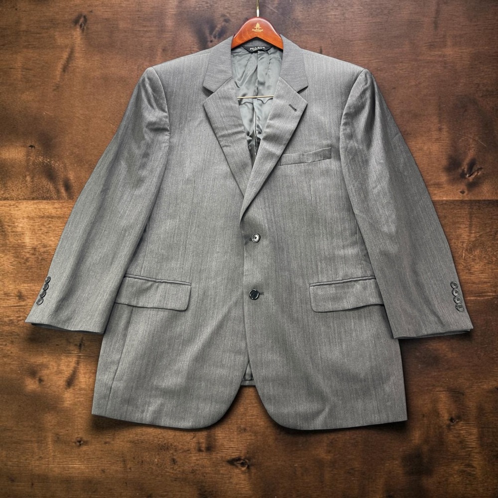 Jos A Bank Signature Collection Mens 44R Grey Herringbone 100% Wool Blazer